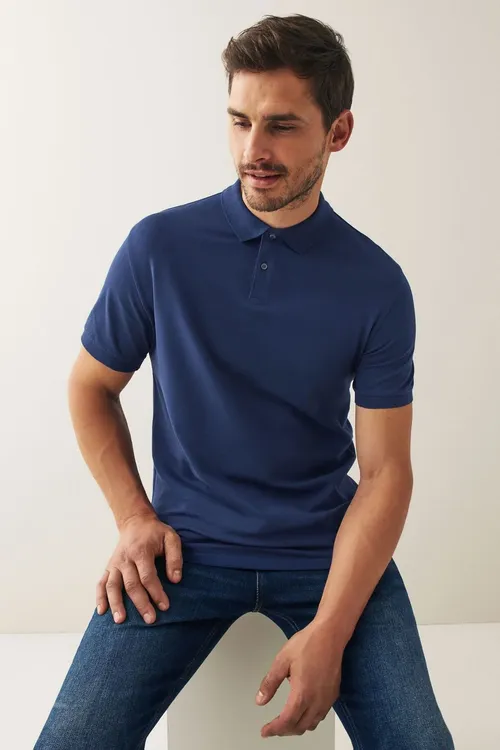 Erkekler üçin pike görnüşli ilbirli Regular Fit polo ýaka futbolka - 33906037