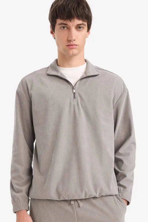 Boxy Fit dik ýaka syдыrmaly kadife switer E9364AX25AU - 33982226