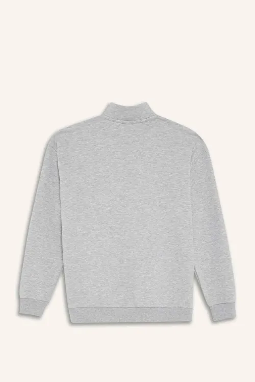 Boxy Fit dik ýaka ýarym syдыrmaly çap edilen galyň sweatshirt F3825AX25WN - 33980735 — surat 6/8