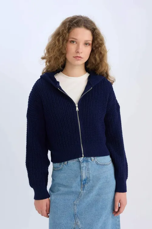 Regular Fit kapüşonly sypdyrmaly trikotaž jempir E2269AXNS - 33915820