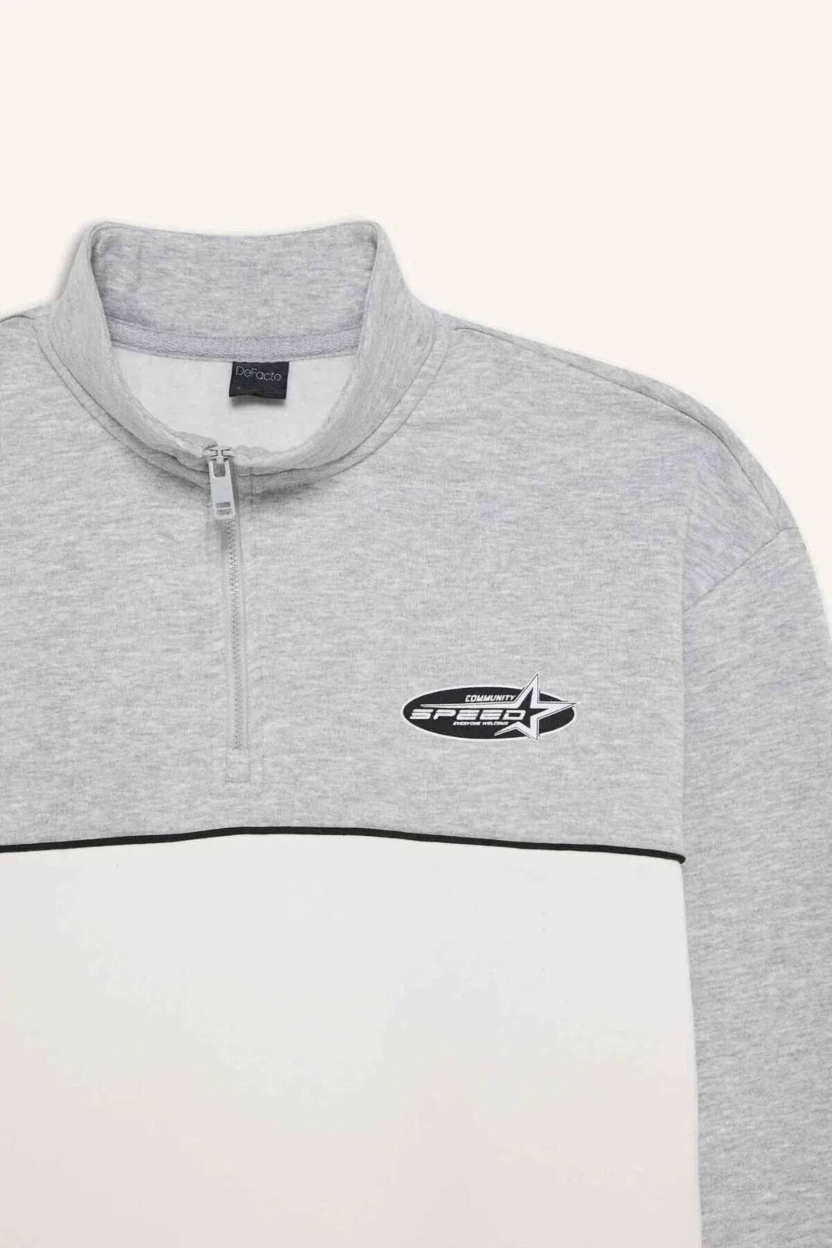 Boxy Fit dik ýaka ýarym syдыrmaly çap edilen galyň sweatshirt F3825AX25WN - 33980735 — surat 5/8