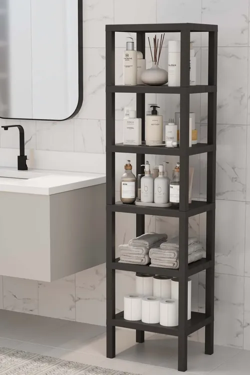 Shelf 6 gatly tertipleýji plastik tekje bölümi Gara, kitaplyk, aşhana, hammam tekjesi we şkafy - 33935927