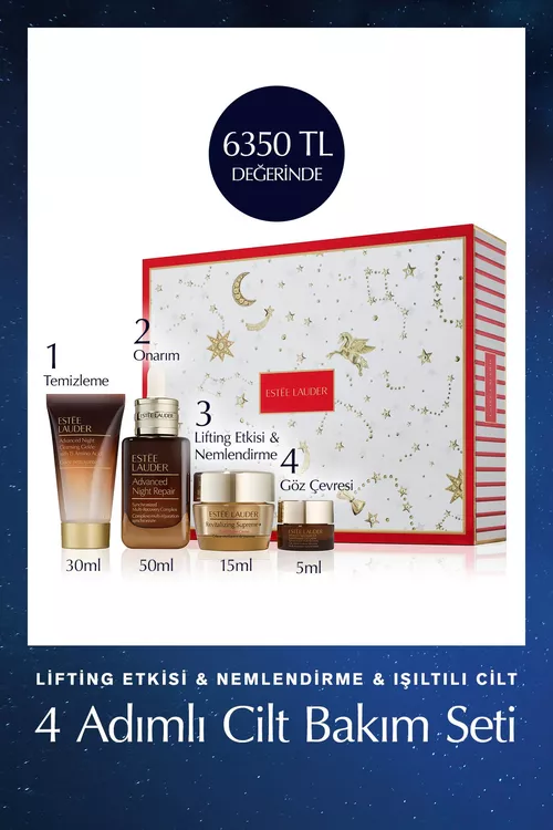 Advanced Night Repair deri ideg toplumy: arassalaýjy 30ml, serum 50ml, nemlendiriji 15ml, göz kremi 5ml - 20266627