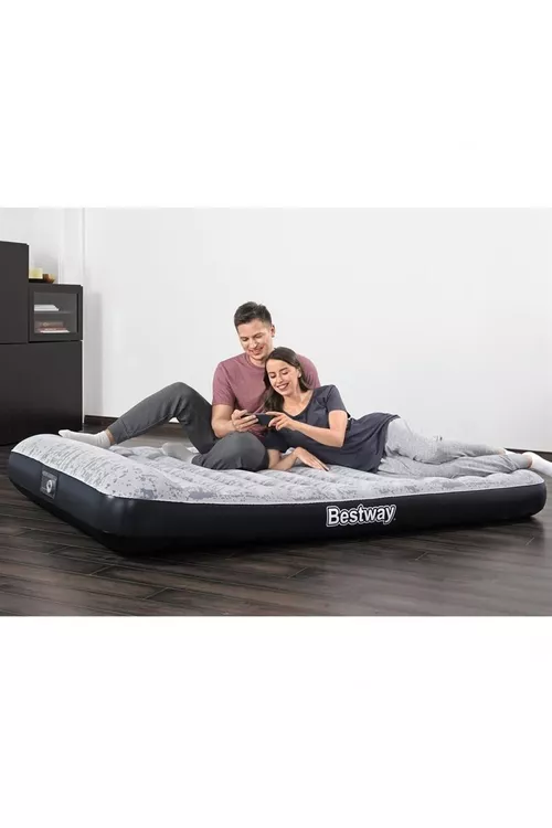 Içine gurlan nasosly ak çişirilýän matras (203x152x30 sm) - 9329358