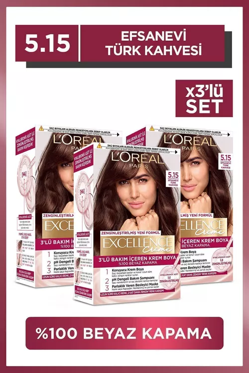 Excellence Creme 5.15 Türk kofesi boýaglar toplumy 3 sany - 10744181