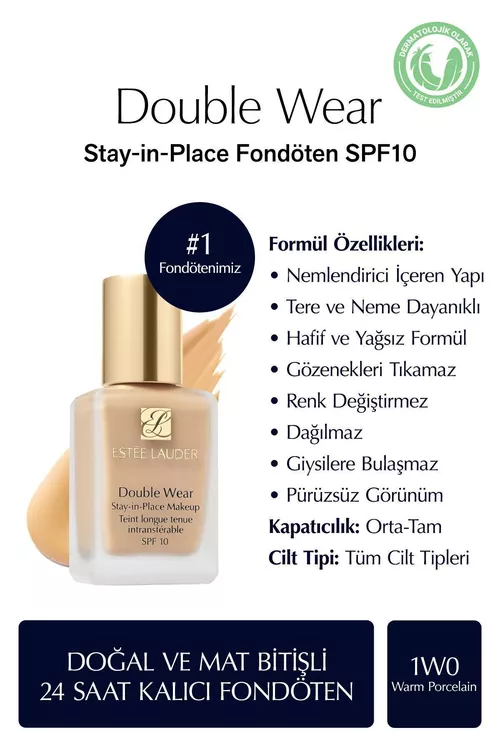 Double Wear Spf 10 1W0 Warm Porcelain tonal kremi 30 ml - 5047333