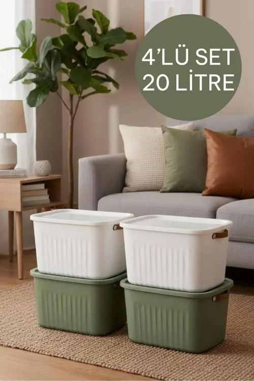 4 sany ýeşil we ak 20 l Boxsis toplumy mega ölçegli köp maksatly gapakly gutu, şkaf düzüjisi - 34183224