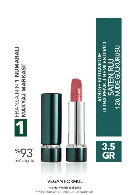 Rouge Botanique ultra reňkli nemlendiriji saten dodak boýagy - 120. Nude gülkurusy - Vegan - 3.5 g - 34267189