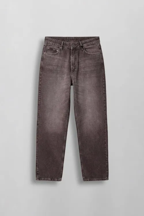 Erkek baggy fıt wintaž ýuwulan basic jins goňur - 36231715