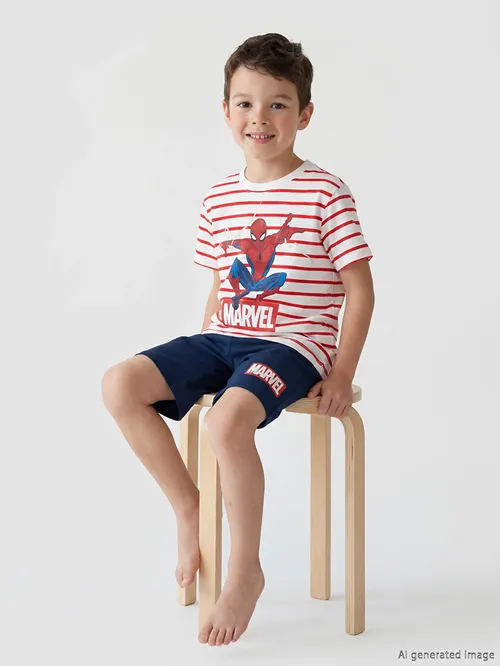Oglan çagalar üçin Spider-Man suratly şortly pijama toplumy - 34319533