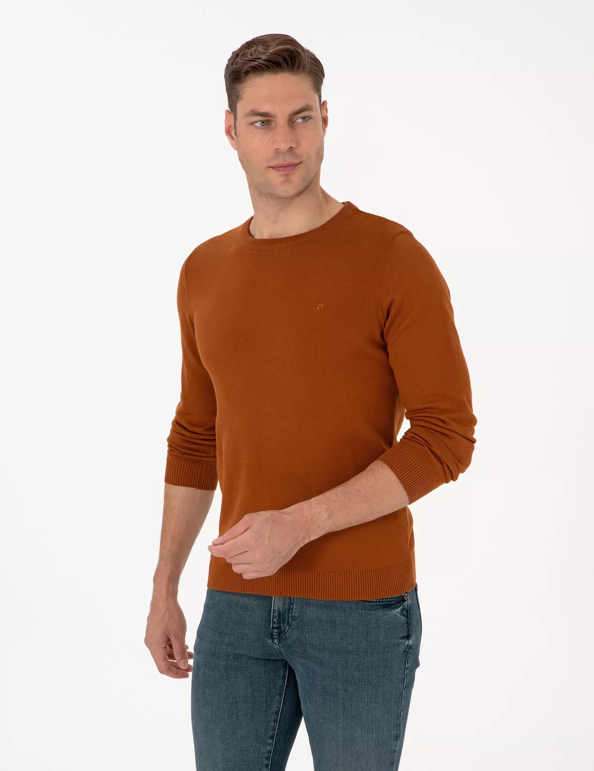 Slim Fit goňur ýönekeý trikotaž jämperi - 28854878 — surat 3/7