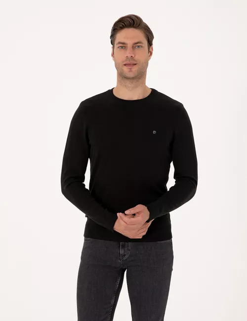 Slim Fit gara esasy trikotaž jemperi - 28854679 — surat 3/7