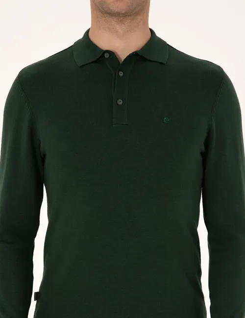 Goýy ýaşyl reňkli esasy trikotaž polo jemperi - 28854666 — surat 6/7
