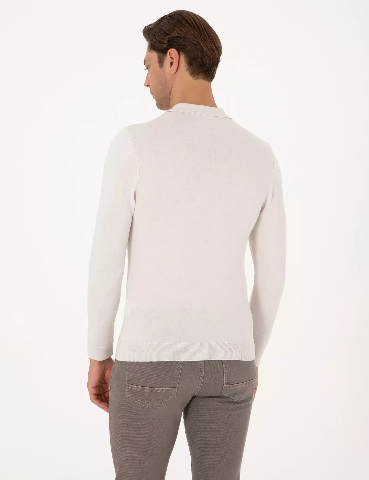 Dar biçüwli trikotaj polo jemperi - 28854665 — surat 5/7