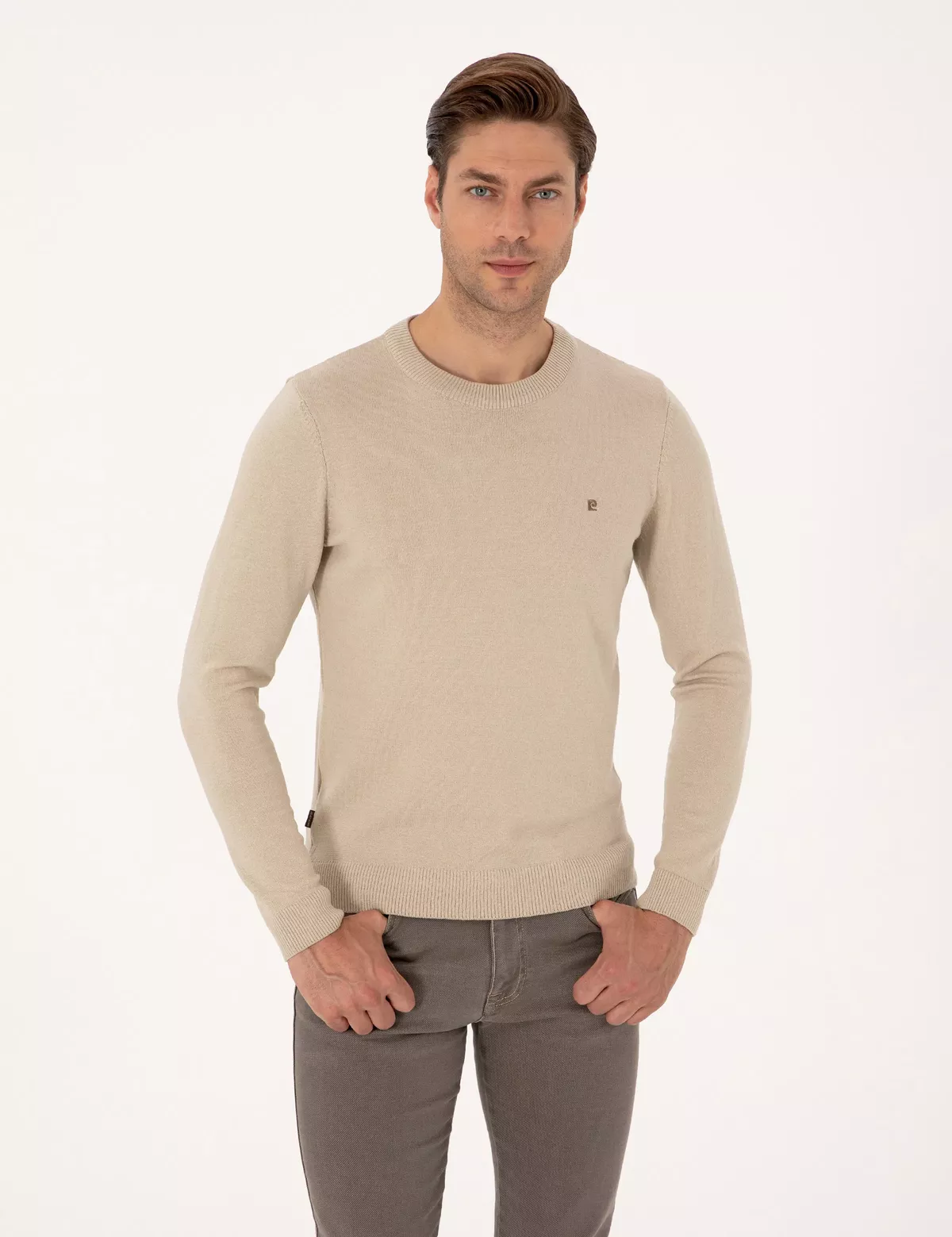 Slim Fit dokalan switer, çäge reňkli melanž - 28854684 — surat 1/7