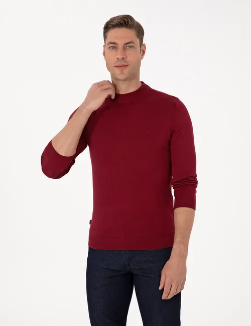 Dik ýakaly, alçaly sada Slim Fit jemperi - 28854662