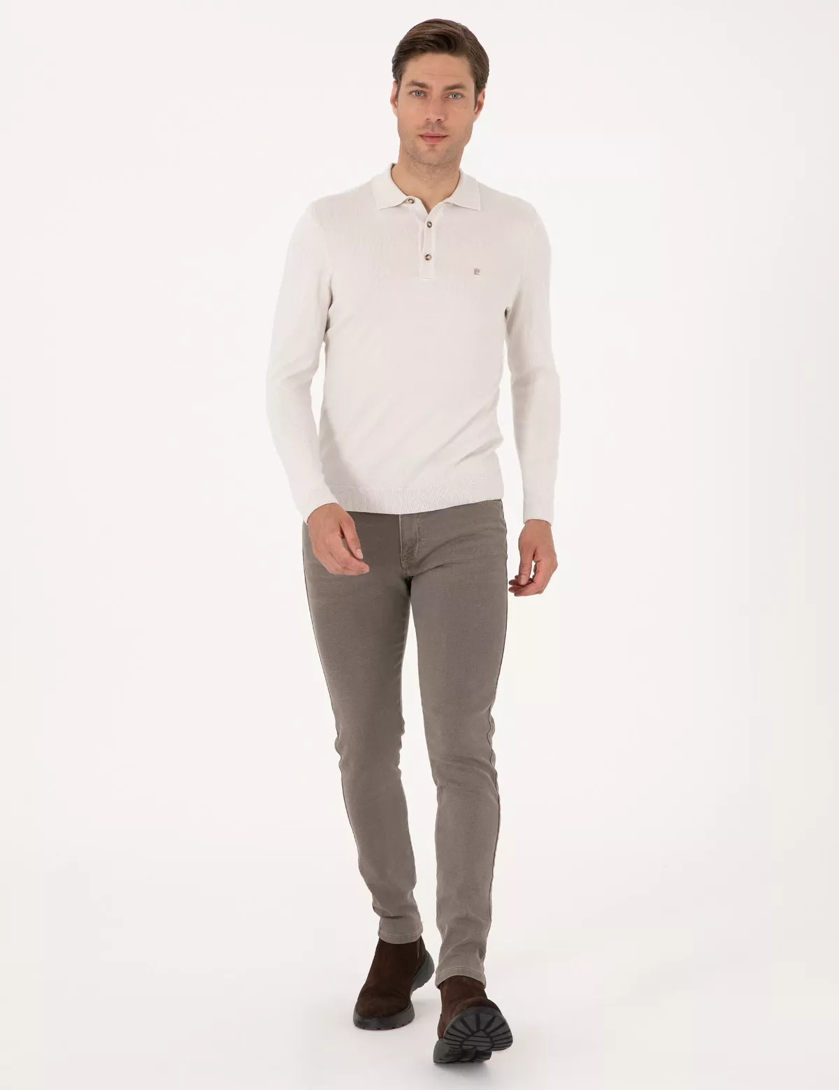 Dar biçüwli trikotaj polo jemperi - 28854665 — surat 4/7