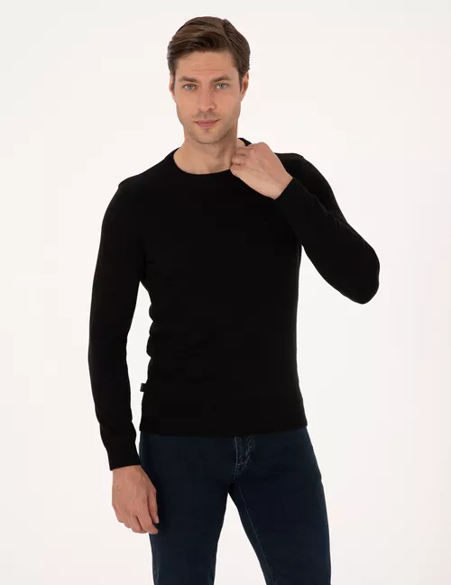 Slim Fit gara esasy trikotaž jemperi - 28854879