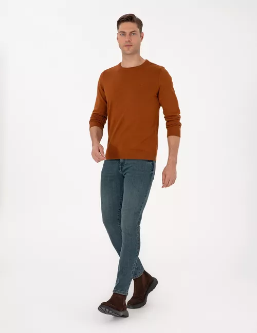 Slim Fit goňur ýönekeý trikotaž jämperi - 28854878 — surat 4/7