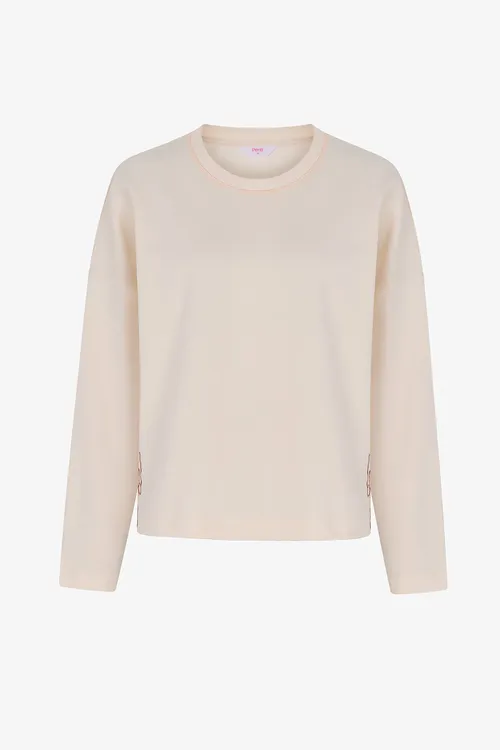 Ekru uzyn ýeňli Quinn pijama ýokarsy - 36968885