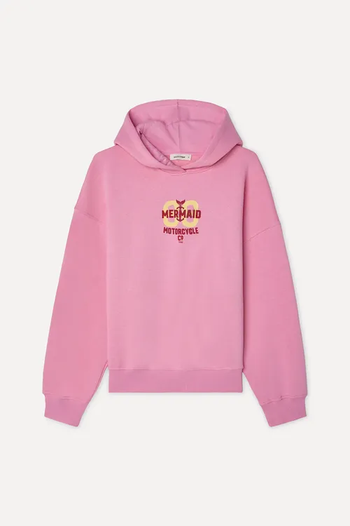 Gyz-gelin Gülgüne Şekilli Giň Kapuşonly Sweatshirt - 37012103