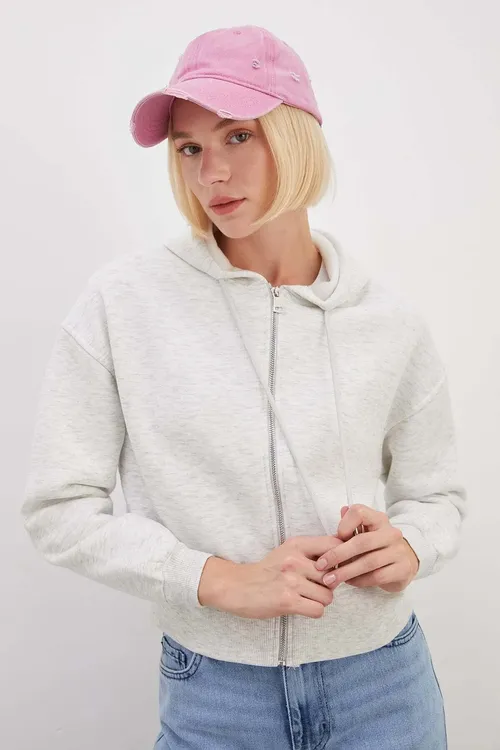 3 Ýüplük Basic Syrmaly Kapuşonly Sweatshirt - 37019044