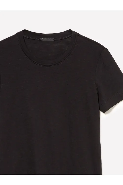 Gyz-gelin Gara Pagta We Modal Gatyşykly Tegelek Ýaka T- Shirt - 37017050
