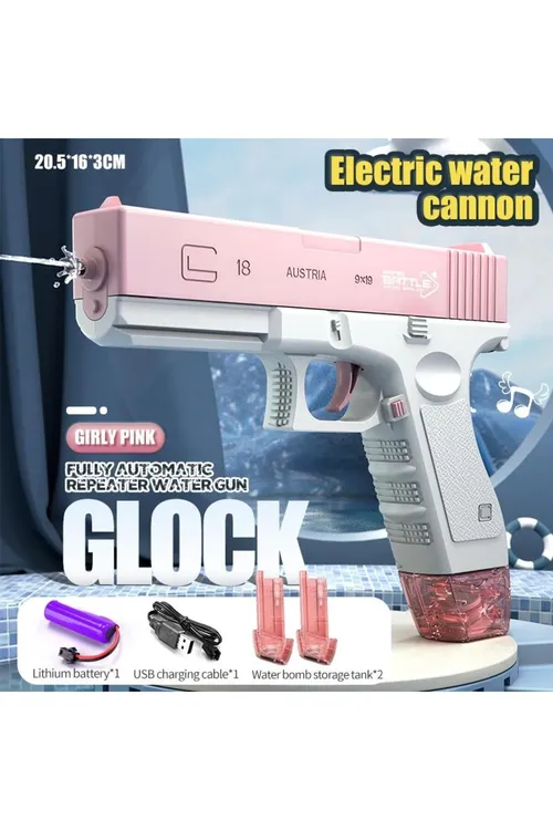 Elektrikli Otomatik Atış Yapan Suw Tabancası 10 Metre Menzilli 500 Ml. Depolu 20 Cm - 37007484