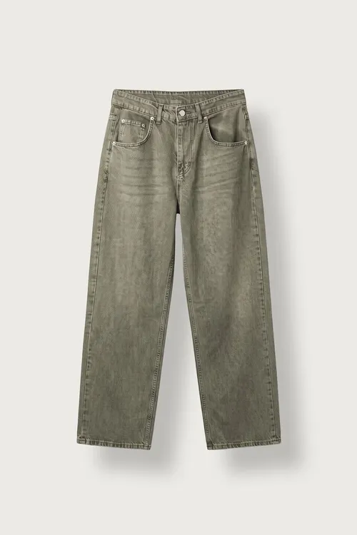 Erkek Super Baggy Ýuwmaly Jean Balak Haki Ýaşyl - 37121875