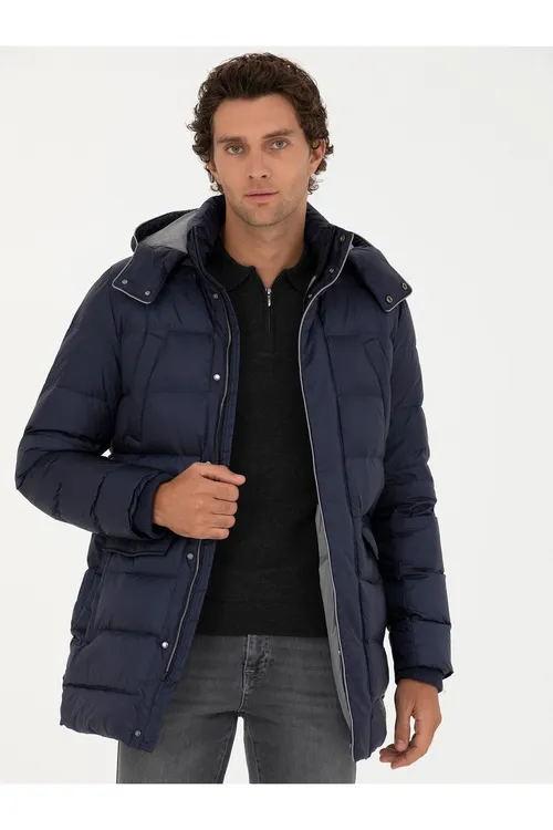 Gara-gök Kapuşonly Kaz Ýüňi Kurtka 50273107- Vr033 - 37134662