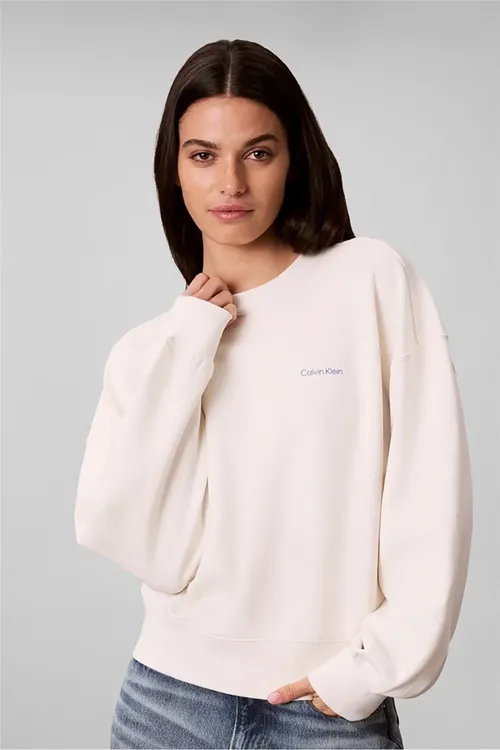 Ls Feminine Logo French Terry Cr Gyz-gelin Tegelek Ýaka Sweatshirt Ak - 37019036