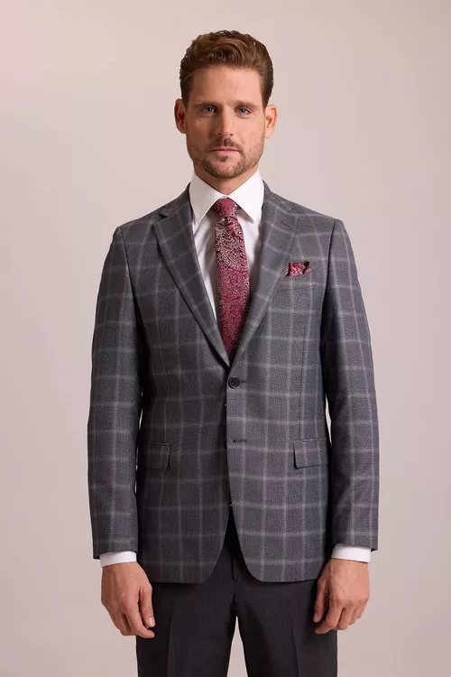 Erkekler üçin Regular Fit çal reňkli öýjükli ýüň penjegi - 24984327