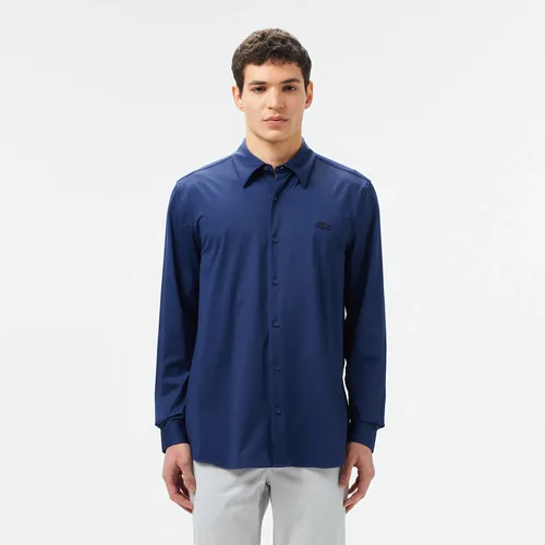 Erkekler üçin goýy gök reňkli Slim Fit köýnegi - 28861072